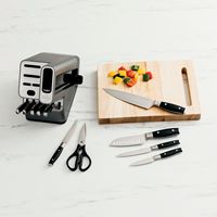Ninja - NeverDull Premium 12-Piece Knife Block Set with Built-in Sharpener System - Black & Silver - Left View
