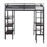 X Rocker - Fortress Gaming Bunk with Desk and Shelving - Black - Left View