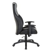 OSP Home Furnishings - Commander Gaming Chair in Black Faux Leather and Grey Accents - Gray - Left View