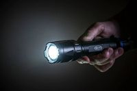 Police Security - Trac Tact 1000 Lumen Flashlight with 395 Nm UV - Black - Left View