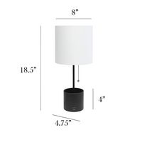 Simple Designs - Hammered Metal Organizer Table Lamp with USB charging port and Fabric Shade - Bl... - Left View