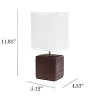 Simple Designs - Petite Faux Stone Table Lamp with Fabric Shade - Brown base/White shade - Left View