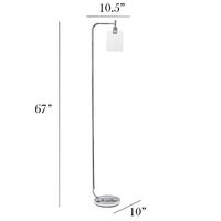 Simple Designs - Modern Iron Lantern Floor Lamp with Glass Shade - Chrome - Left View