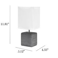 Simple Designs - Petite Faux Stone Table Lamp with Fabric Shade - Gray base/White Shade - Left View