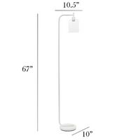 Simple Designs - Modern Iron Lantern Floor Lamp with Glass Shade - White - Left View