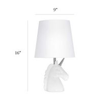 Simple Designs - Unicorn Table Lamp - Sparkling Silver and White - Left View