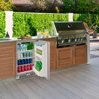 Insignia™ - 5.4 Cu. Ft. Indoor/Outdoor Mini Fridge with ENERGY STAR Certification - Stainless steel - Left View