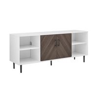 Walker Edison - Bookmatch Door TV Stand for Most TVs up to 65” - Ash Brown Bookmatch/ Solid White - Left View