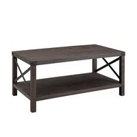 Walker Edison - 40” Farmhouse Metal-X Coffee Table - Sable - Left View