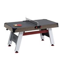 Hall of Games - 66 inch Air Powered Hockey Table and Tennis Top - Wood Grain/Red - Left View