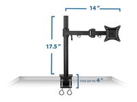 Mount-It! - Single Arm Desk Mount for Monitor - Black - Left View