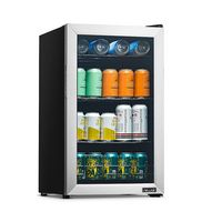 NewAir - 100-Can Beverage Cooler with Reversible Glass Door, Removable Wire Shelves, Double Pane ... - Left View