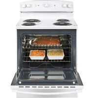 GE - 30 in. Wide 4 Elements 5.0 Cu. Ft. Freestanding Electric Range with Porcelain-Enamel Cooktop... - Left View