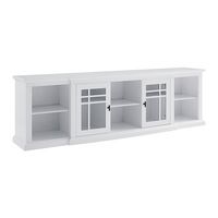 Walker Edison - Classic Glass-Door TV Stand for most TVs up to 88” - White - Left View