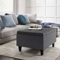 Simpli Home - Harrison Small Coffee Table Storage Ottoman - Slate Grey - Left View