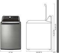 LG - 5.3 Cu. Ft. High-Efficiency Smart Top Load Washer with 4-Way Agitator - Graphite Steel - Left View