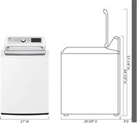 LG - 5.3 Cu. Ft. High-Efficiency Smart Top Load Washer with 4-Way Agitator - White - Left View