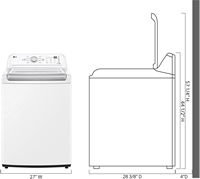 LG - 4.8 Cu. Ft. High-Efficiency Top Load Washer with 4 Way Agitator - White - Left View