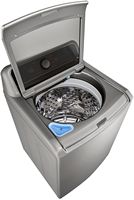 LG - 5.5 Cu. Ft. High Efficiency Smart Top Load Washer with TurboWash3D - Graphite Steel - Left View