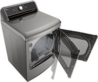 LG - 7.3 Cu. Ft. Smart Electric Dryer with EasyLoad Door - Graphite Steel - Left View