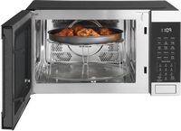 GE - 1.0 Cu. Ft. Convection Countertop Microwave with Air Fry - Black Stainless Steel - Left View