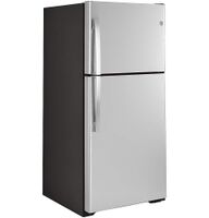 GE - 30 in. Wide 19.2 Cu. Ft. Top-Freezer Refrigerator with Garage Ready Performance - Stainless ... - Left View