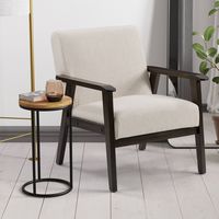 CorLiving - Greyson Wood Armchair - Beige - Left View