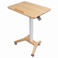 Victor - Solid Wood Wide Rectangle Mobile Standing Desk - Wood Grain - Left View