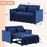 Bestier Comfortable Sofa Bed - Multi-functional Sofa Bed with Cup Holder and USB Port - Blue - Left View