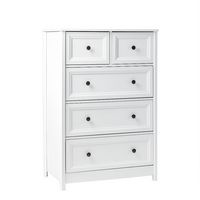 Walker Edison - Classic Grooved 5-Drawer Dresser - White - Left View