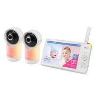 VTech - 2 Camera 1080p Smart WiFi Remote Access 360 Degree Pan & Tilt Video Baby Monitor with 7” ... - Left View