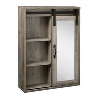 Walker Edison - Sliding Barn Door Hanging Wall Storage - Grey Wash - Left View