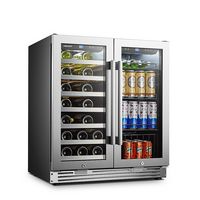 LanboPro - 26 Bottle 76 Can 2 Doors Seamless Stainless Steel Combo Wine and Beverage Refrigerator... - Left View