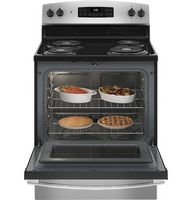 GE - 5.0 Cu. Ft. Freestanding Electric Range - Stainless Steel - Left View