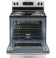GE - 30 in. Wide 4 Elements 5.0 Cu. Ft. Freestanding Electric Range - Stainless Steel - Left View