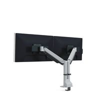 Steelcase - CF Series Intro Dual Monitor Arm with Sliders - Pewter - Left View