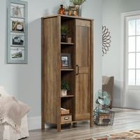 Sauder - Pine Sliding 2-Door Storage Cabinet - Brown - Left View