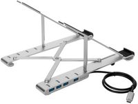 Targus - Portable Laptop Stand + Integrated USB-A Hub - Silver - Left View