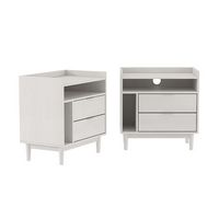 Walker Edison - Boho Solid Wood Nightstand (set of 2) - White - Left View