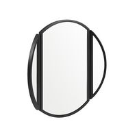 Walker Edison - Contemporary Round Metal Wall Mirror with Hinging Sides - Black - Left View