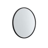 Walker Edison - Modern Minimalist Round Wall Mirror - Black - Left View