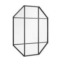 Walker Edison - Contemporary Windowpane Hanging Wall Mirror - Black - Left View