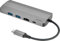 Insignia™ - 7-Port USB-C Hub - Gray - Left View