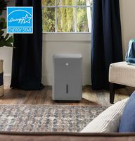 GE - 50-Pint Energy Star Smart Portable Dehumidifier for Wet Spaces - Grey - Left View