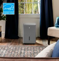 GE - 50-Pint Energy Star Portable Dehumidifier with Smart Dry for Wet Spaces - Grey - Left View