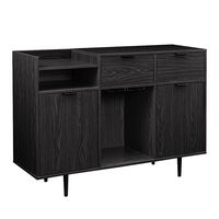 Walker Edison - Modern Open and Closed-Storage Bar Cabinet - Black - Left View