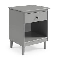 Walker Edison - Classic Solid Wood 1-Drawer Nightstand - Gray - Left View