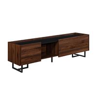 Walker Edison - Contemporary Low TV Stand for TVs up to 65” - Dark Walnut - Left View