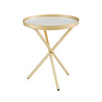 Walker Edison - Contemporary Tray-Top Faux Marble Round Side Table - Gold/Grey Marble - Left View