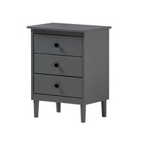 Walker Edison - Transitional Solid Wood 3-Drawer Nightstand - Gray - Left View